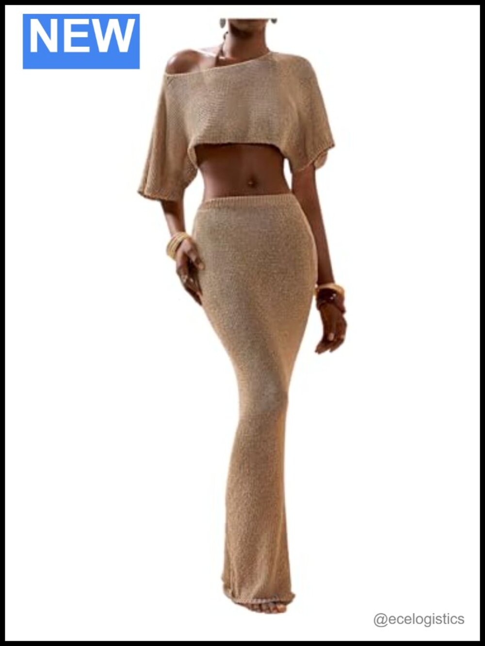 Crochet Crop Poncho Top and Maxi Skirt 2 Piece Beach Cover Up Set